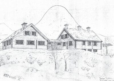 Tegning av Venabu Fjellstue av Birgit Tvete | Venabu Fjellhotell og Hytter